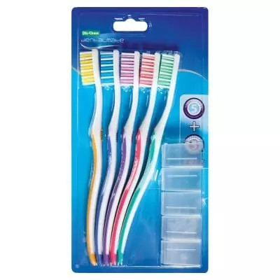 Dentalmate Toothbrush 5pcs Assorted With Caps Dentalmate Toothbrush 5pcs Assorted With Caps