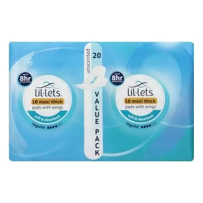 Lil-lets Maxi Cotton Pads Regular 20's Unscented Lil-lets Maxi Cotton Pads Regular 20's Unscented
