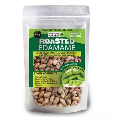 Wholesome Harvest Roasted And Salted Edamame Beans 80g Wholesome Harvest Roasted And Salted Edamame Beans 80g
