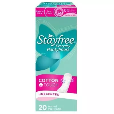 Stayfree, Everyday Panty Liners, Normal, Cotton Touch, Unscented, Pack Of 20 Stayfree, Everyday Panty Liners, Normal, Cotton Touch, Unscented, Pack Of 20