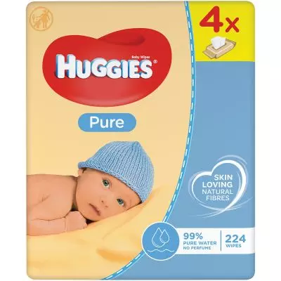 Huggies Baby Wipes (4x56's) Pure
