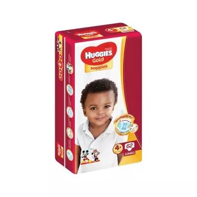 Huggies Gold Unisex Size 4+ 62's Jumbo Pack