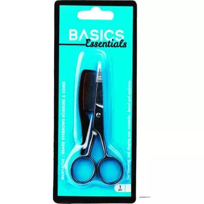 Basics Mustache Beard Eyebrow Scissors & Comb Basics Mustache Beard Eyebrow Scissors & Comb