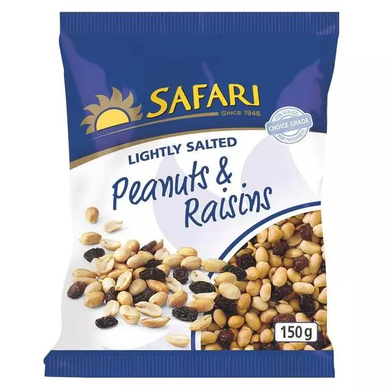 Safari Peanuts & Raisins Lightly Salted 150g Safari Peanuts & Raisins Lightly Salted 150g