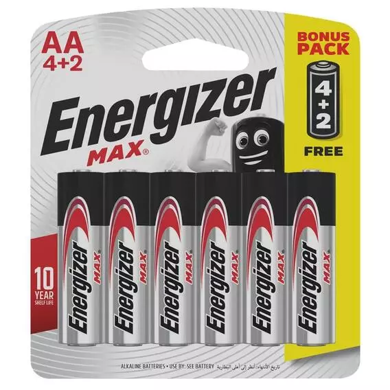 Energizer Energizer Max AA 4+2 Pack Alkaline MAX AA 4+2 PK Energizer Energizer Max AA 4+2 Pack Alkaline MAX AA 4+2 PK