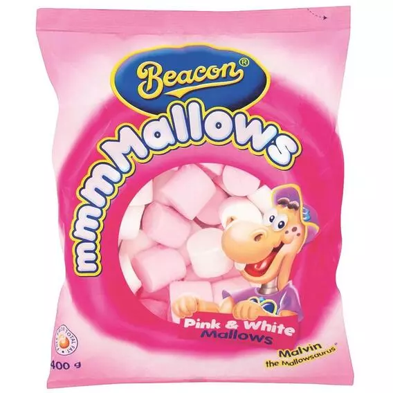 Beacon Marshmallows Pink & White Packet 400g Beacon Marshmallows Pink & White Packet 400g