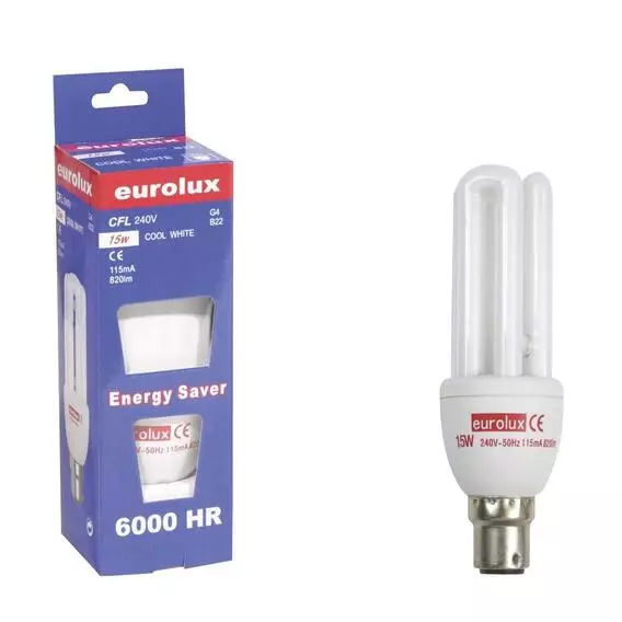 Eurolux 15W CFL 3U B22 Cool White COOL WHITE Eurolux 15W CFL 3U B22 Cool White COOL WHITE