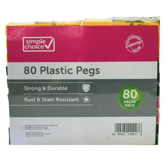 Simple Choice Plastic Jumbo Pegs 80 Pack Simple Choice Plastic Jumbo Pegs 80 Pack
