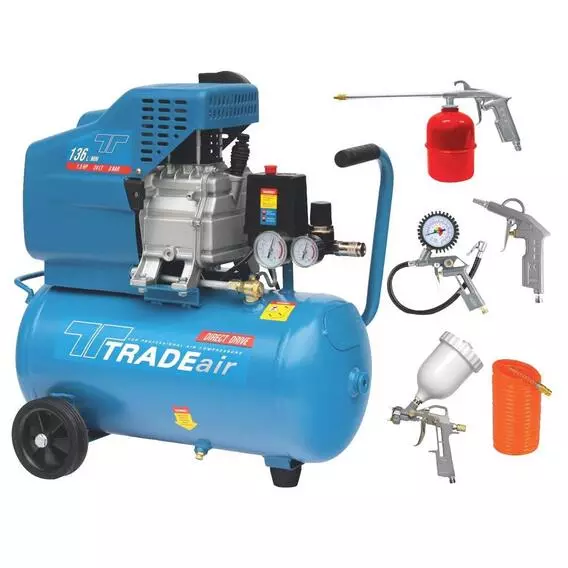 Tradeair 24L Air Compressor + 5Pc Accessory 24LT C108 Tradeair 24L Air Compressor + 5Pc Accessory 24LT C108