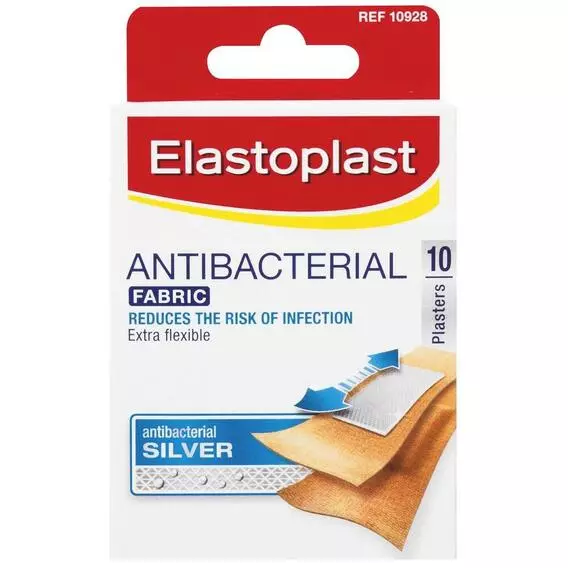 Elastoplast Antibacterial Fabric Strip Plaster 10pk Elastoplast Antibacterial Fabric Strip Plaster 10pk