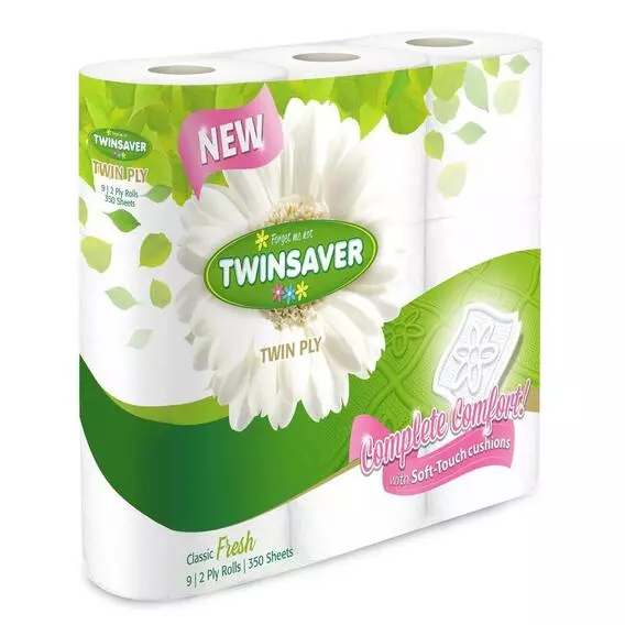 Twinsaver 2 Ply Toilet Rolls white 9 Pack Twinsaver 2 Ply Toilet Rolls white 9 Pack