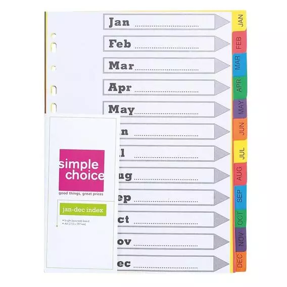 Simple Choice A4 File Index Jan-Dec