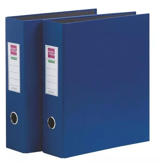 Simple Choice A4 Lever Arch File 2Pc Blue Simple Choice A4 Lever Arch File 2Pc Blue