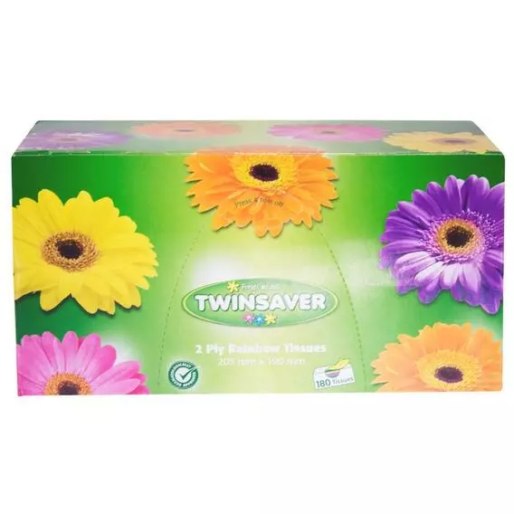 Twinsaver Facial Tissues 2 Ply Rainbow 180's Twinsaver Facial Tissues 2 Ply Rainbow 180's