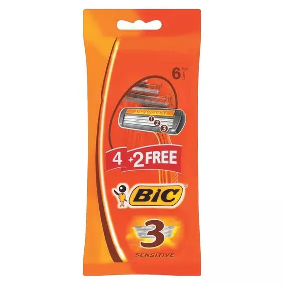 BIC 3 Sensitive Disposable Razors 6 Pack BIC 3 Sensitive Disposable Razors 6 Pack