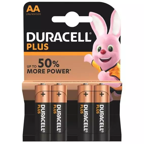 Duracell Plus Power AA Batteries 4 Pack