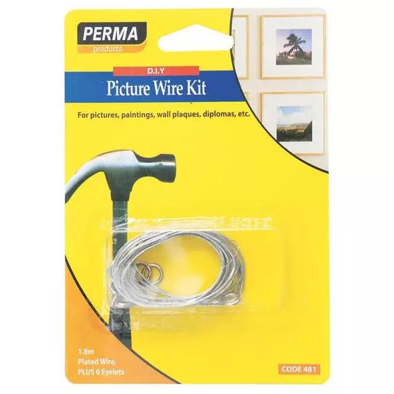 Perma Picture Wire Kit 1.8Mt Wirewith 6 Eyelet