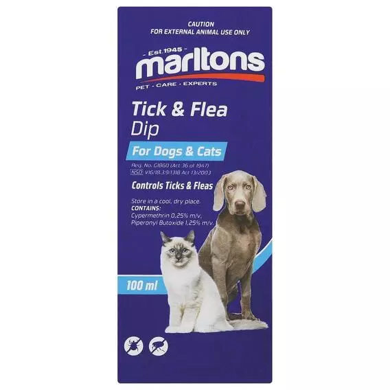 Marltons Tick & Flea Dip For Cats & Dogs 100ml