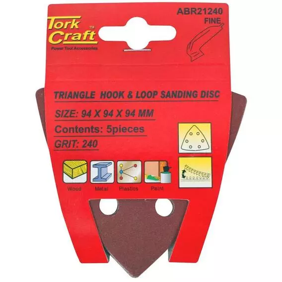 Tork Craft 5Pc 240Grit Triangle Sand Sheet H&L Tape ABR21240 Tork Craft 5Pc 240Grit Triangle Sand Sheet H&L Tape ABR21240