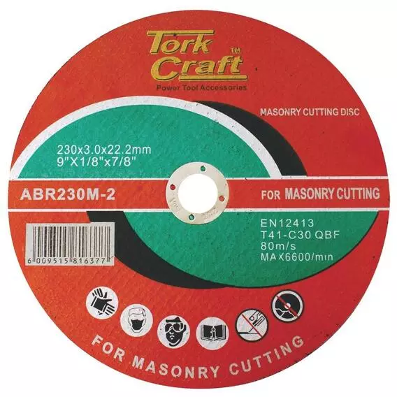 Tork Craft 230X3.0X22.22mm Masonry Cutting Pad ABR230M-2 Tork Craft 230X3.0X22.22mm Masonry Cutting Pad ABR230M-2