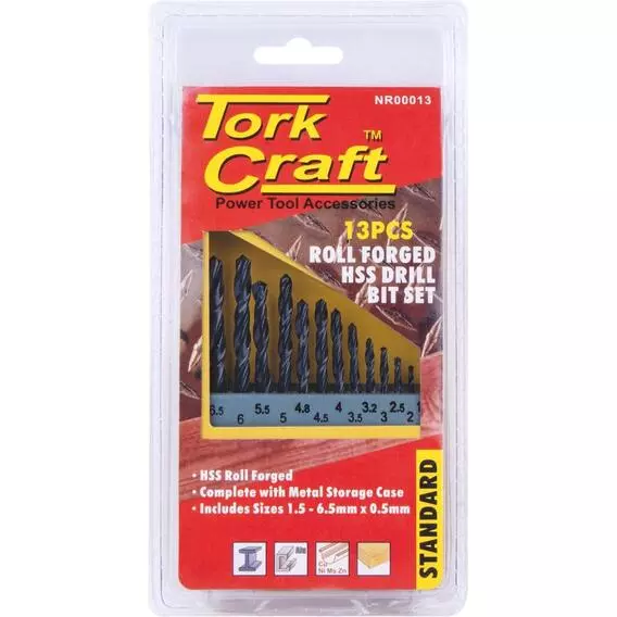 Tork Craft 13PC DRILL BIT SET + ROLLED FORGED METAL NR00013