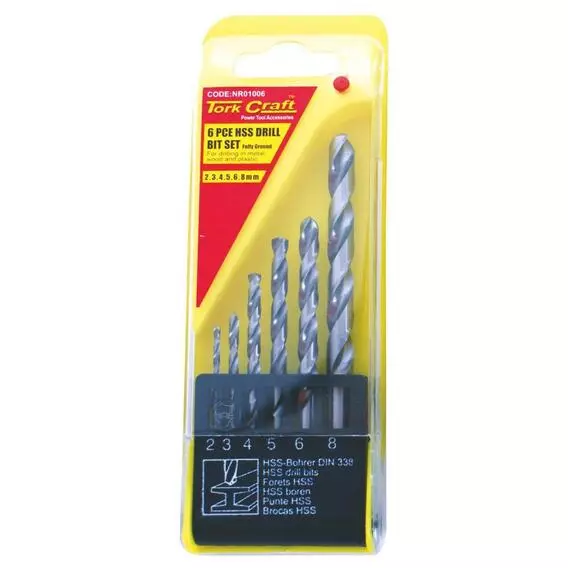 Tork Craft 6PC 2-8 MM HIGH-SPIN STEEL GROUND DRILL NR01006 Tork Craft 6PC 2-8 MM HIGH-SPIN STEEL GROUND DRILL NR01006