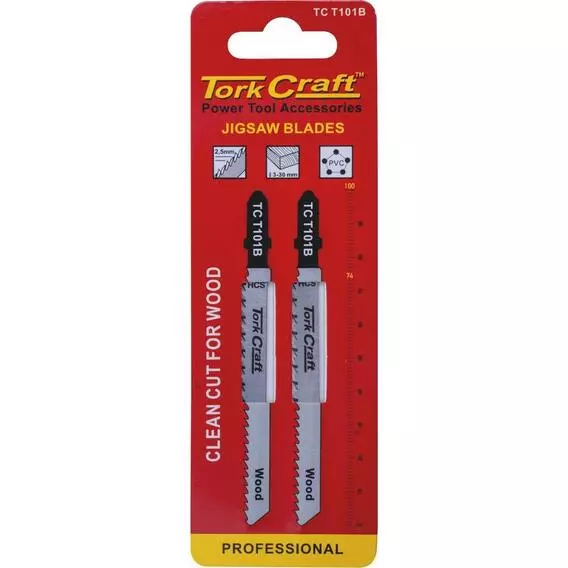 Tork Craft 2.5MM T-SHANK WOOD JIGSAW BLADE 100MM 2.5MM 10TPI 100MM Tork Craft 2.5MM T-SHANK WOOD JIGSAW BLADE 100MM 2.5MM 10TPI 100MM