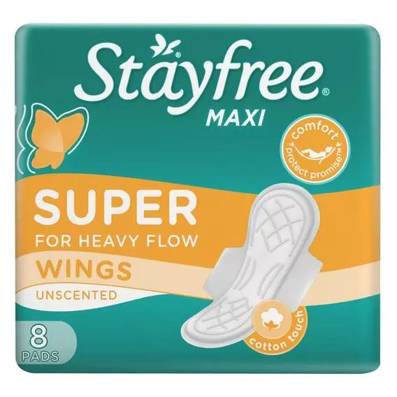 Stayfree Pads Maxi Thick Reg Wings Unscented 8pk Stayfree Pads Maxi Thick Reg Wings Unscented 8pk