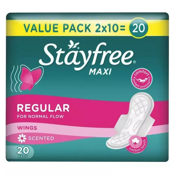Stayfree Maxi Thick Reg Wings Scented Duo 20 Pk