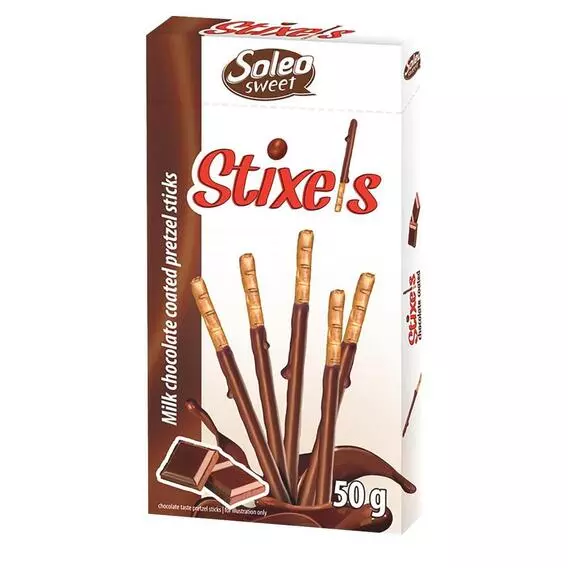 Soleo Pretzel Stixels Milk Choc coated 50g