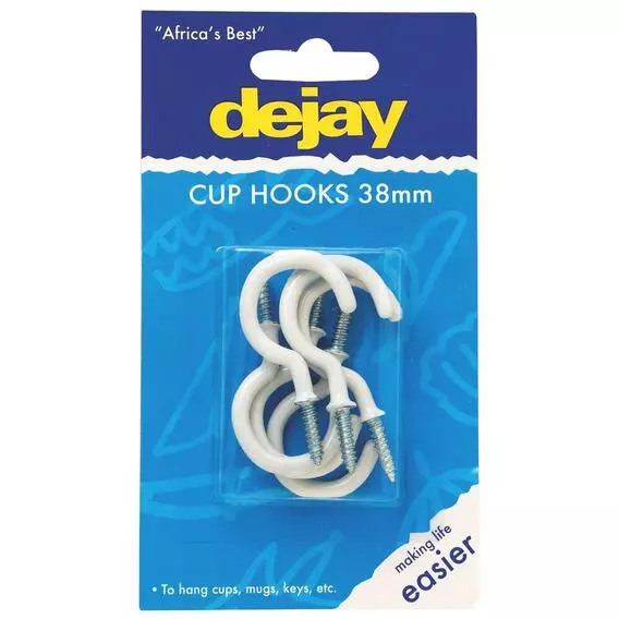 Dejay Cup Hook White 38mm 6Pce A360 Dejay Cup Hook White 38mm 6Pce A360