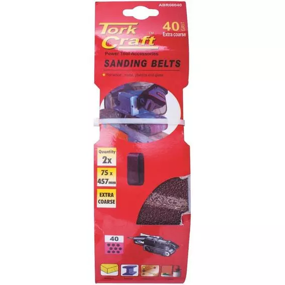 Tork Craft 2 PACK 40-GRIT SANDING BELT ABR06040_75x457MM Tork Craft 2 PACK 40-GRIT SANDING BELT ABR06040_75x457MM