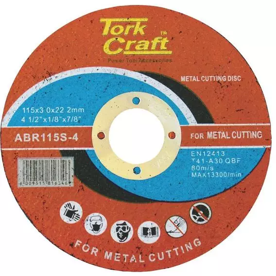 Tork Craft CUTTING DISC STEEL 115x3.0x22.22 MM ABR115S-4 Tork Craft CUTTING DISC STEEL 115x3.0x22.22 MM ABR115S-4