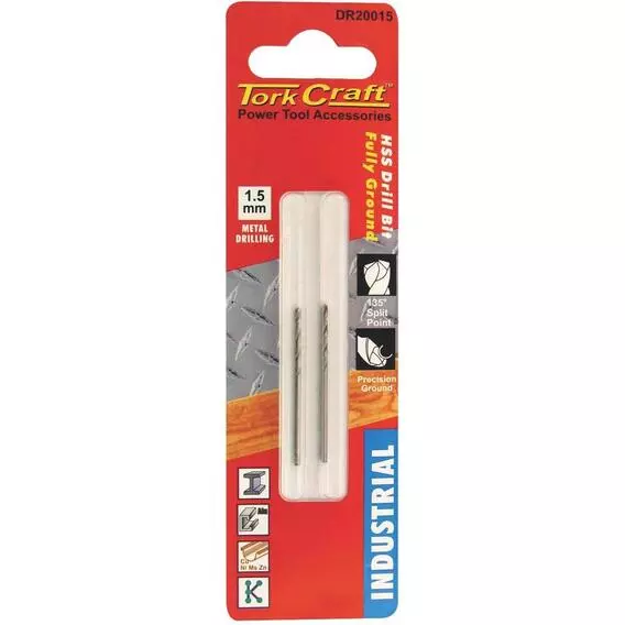 Tork Craft DRILL BIT HSS INDUSTRIAL 1.5MM 135DEG 2 DR20015 Tork Craft DRILL BIT HSS INDUSTRIAL 1.5MM 135DEG 2 DR20015