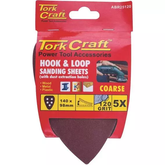 Tork Craft Sanding Triangle H&L Sheet 120 Grit 5pk ABR25120