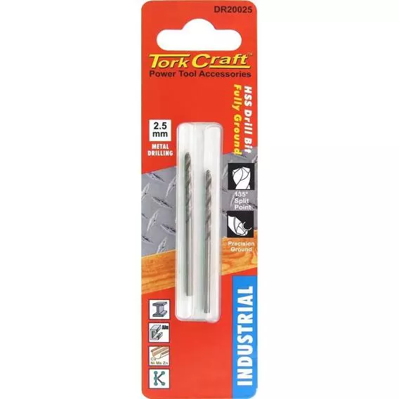 Tork Craft Drill Bit Hss Industrial 2.5mm 135Deg 2 DR20025 Tork Craft Drill Bit Hss Industrial 2.5mm 135Deg 2 DR20025