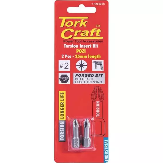 Tork Craft POZI.2x25MM INS.BIT 2 CARD DR83100 Tork Craft POZI.2x25MM INS.BIT 2 CARD DR83100
