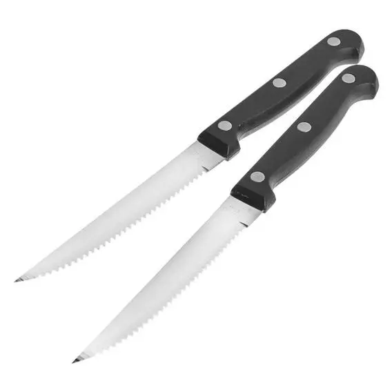 Mainstay 2 Pce Steak Knife Black Handle Mainstay 2 Pce Steak Knife Black Handle