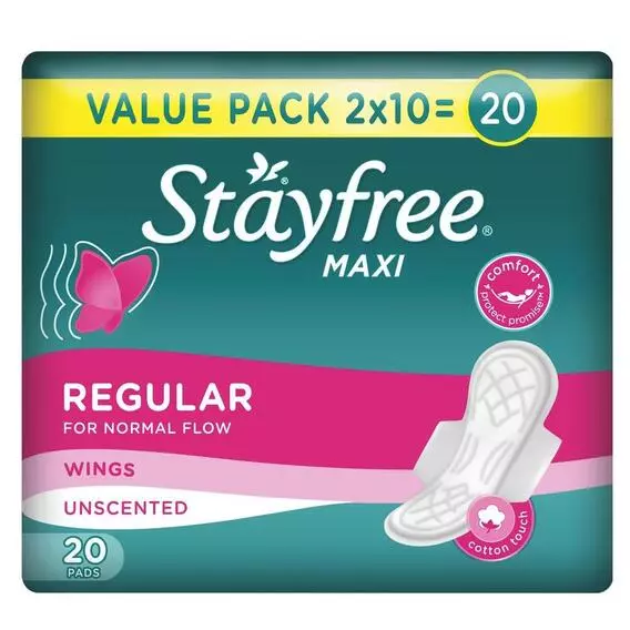 Stayfree Maxi Thick Reg Wings Unscented Duo 20pk Stayfree Maxi Thick Reg Wings Unscented Duo 20pk