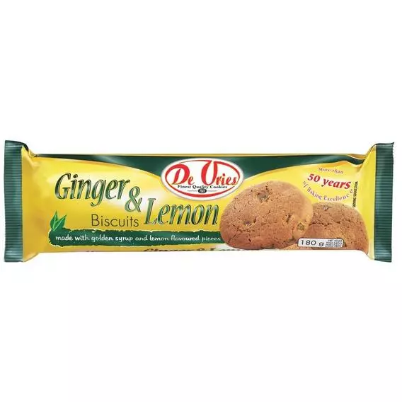De Vries Ginger & Lemon Biscuits 180g