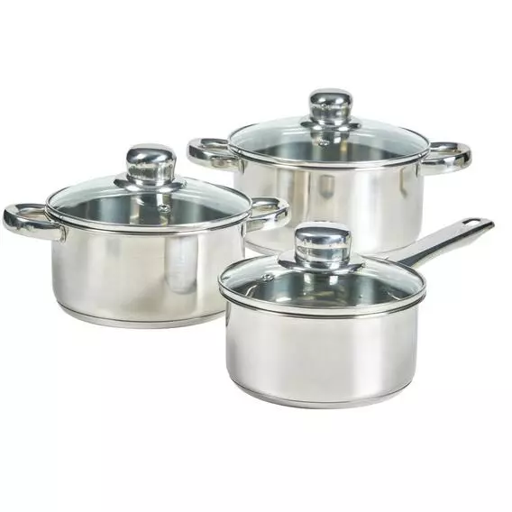 Mainstay 6 Pce S/S Pots And Saucepan Set Mainstay 6 Pce S/S Pots And Saucepan Set