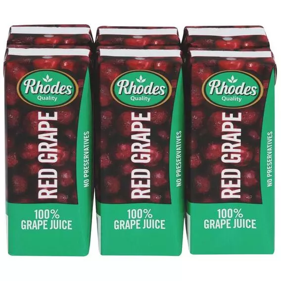 Rhodes Long-Life Fruit Juice Red Grape 6 PK 200ml