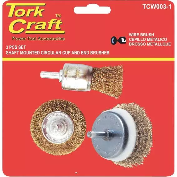 Tork Craft Wire Brush Set 3Pce With 6mm Shaft End C