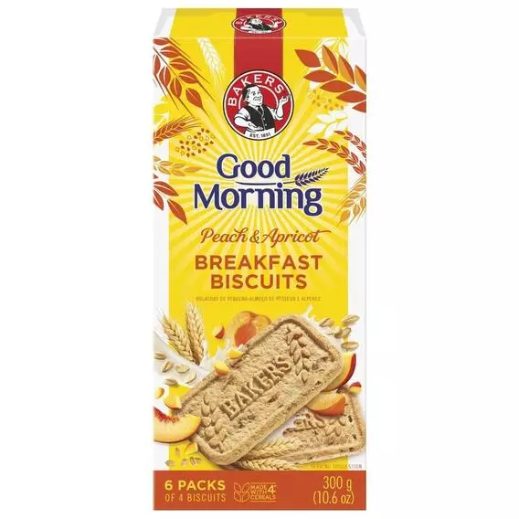 Bakers Good Morning Biscuits Peach&Apricot 300g Bakers Good Morning Biscuits Peach&Apricot 300g