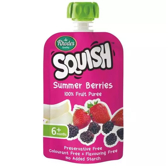 Rhodes Squish Baby Puree Summer Berries 110ml Rhodes Squish Baby Puree Summer Berries 110ml