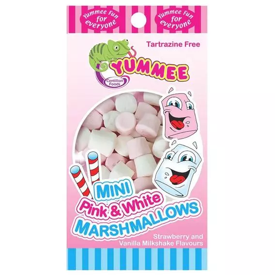 Yummee Mini Sweets Packet Mallows Pink & White 60g