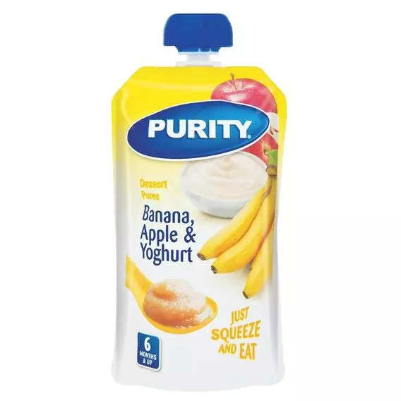 Purity Puree Banana Apple Yoghurt 110ml Purity Puree Banana Apple Yoghurt 110ml