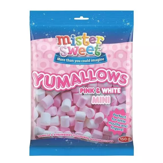 Mister Sweet Yumallows Pink & White Mini Mallows Pack 150g