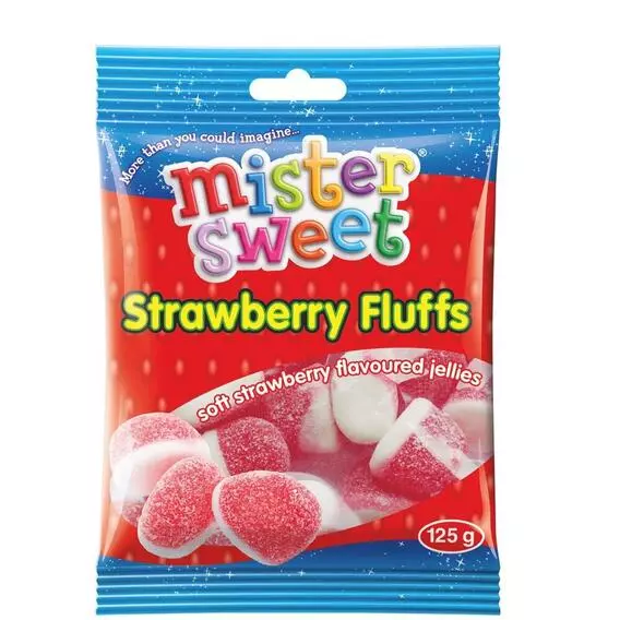 Mister Sweet Strawberry Fluffs 125g Mister Sweet Strawberry Fluffs 125g