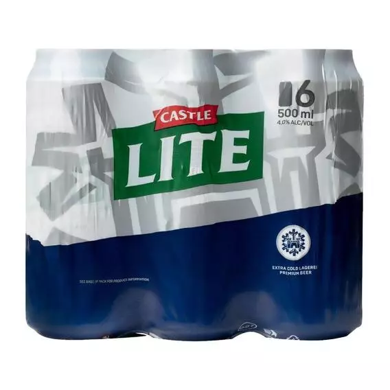 Castle Lite Beer 500, MLx6 Castle Lite Beer 500, MLx6